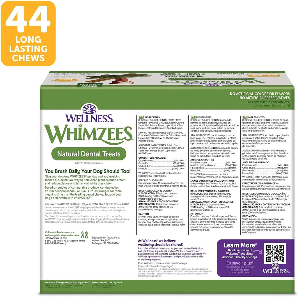 Wellness WHIMZEES Value Pack - Premio dental natural para perros, m...
