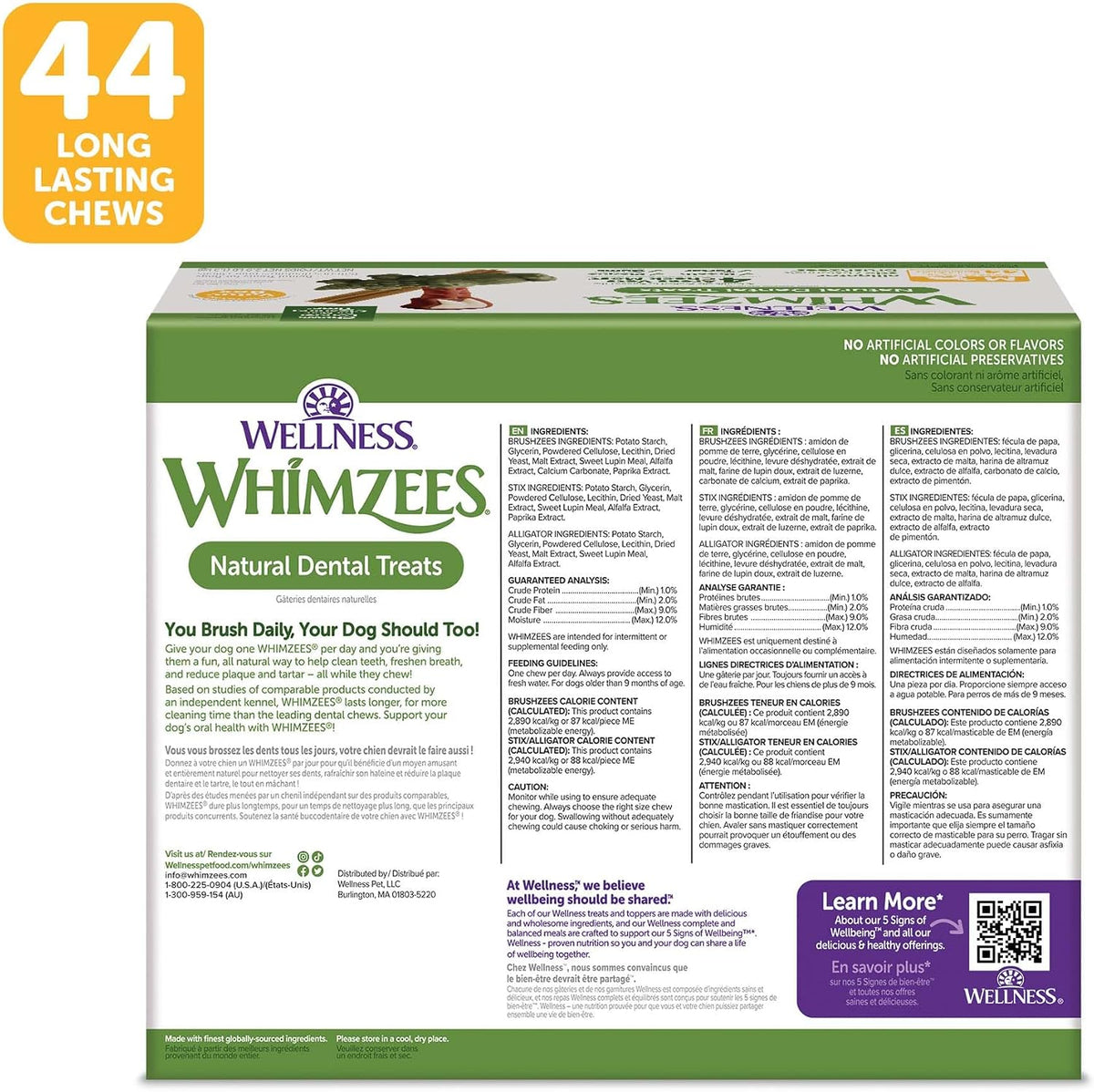 Wellness WHIMZEES Value Pack - Premio dental natural para perros, m...