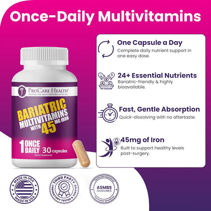 Once Daily Bariatric Multivitamin | Cápsula | 45 mg de hierro | 30...