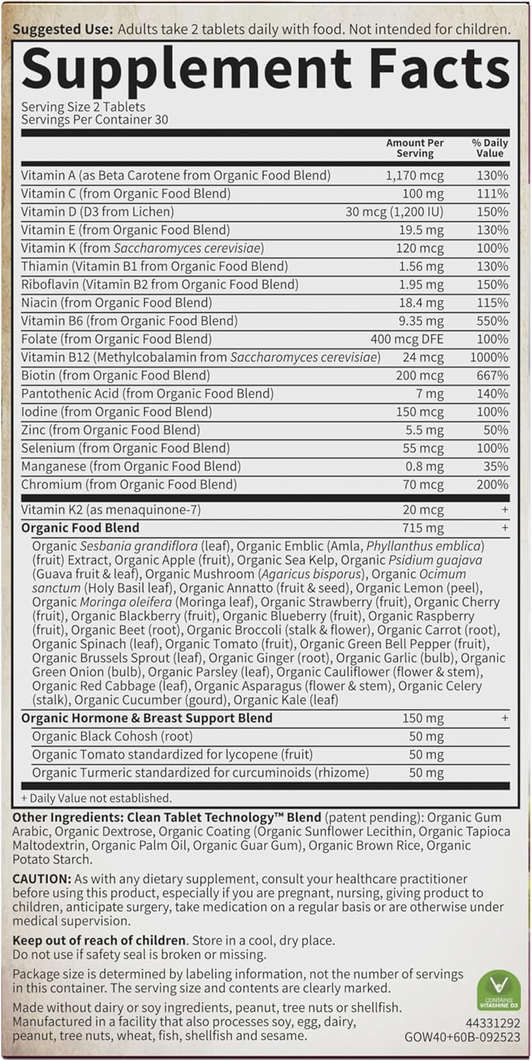 Garden of Life Organics Vitaminas para Mujeres de 40+ - 60 Tabletas...