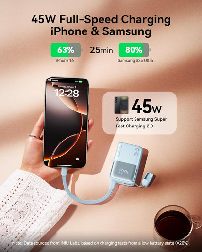 INIU Cargador portátil, ultra mini 10000mAh 45W, batería USB C con...