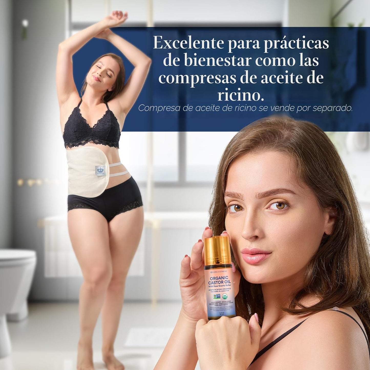 QUEEN OF THE THRONES Aceite de ricino dorado orgánico roll-on con c...