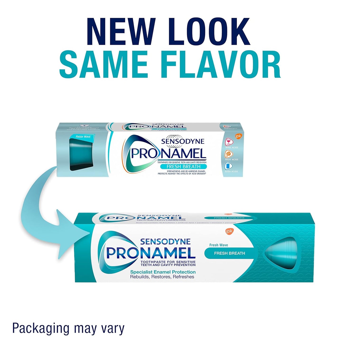 Sensodyne Pronamel Fresh Breath Pasta de dientes de esmalte para dientes sensibles y protección contra caries, Fresh Wave - 4 oz (paquete de 4)