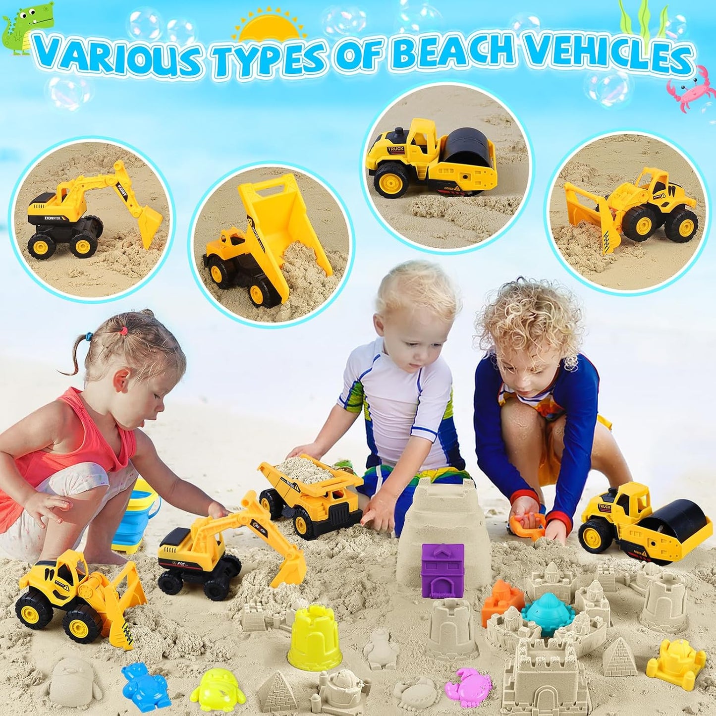 FHOZGECY Juguetes de playa, juguetes de arena para niños y niñas co...