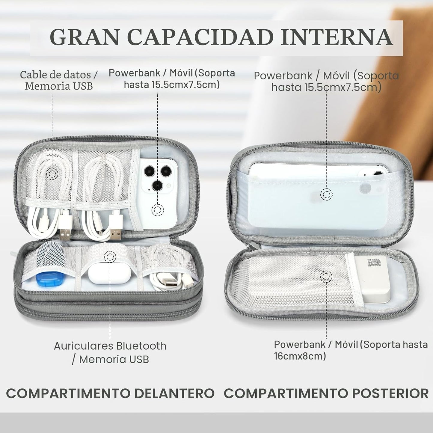 FYY Bolsa organizadora de cables de viaje, bolsa de transporte para...