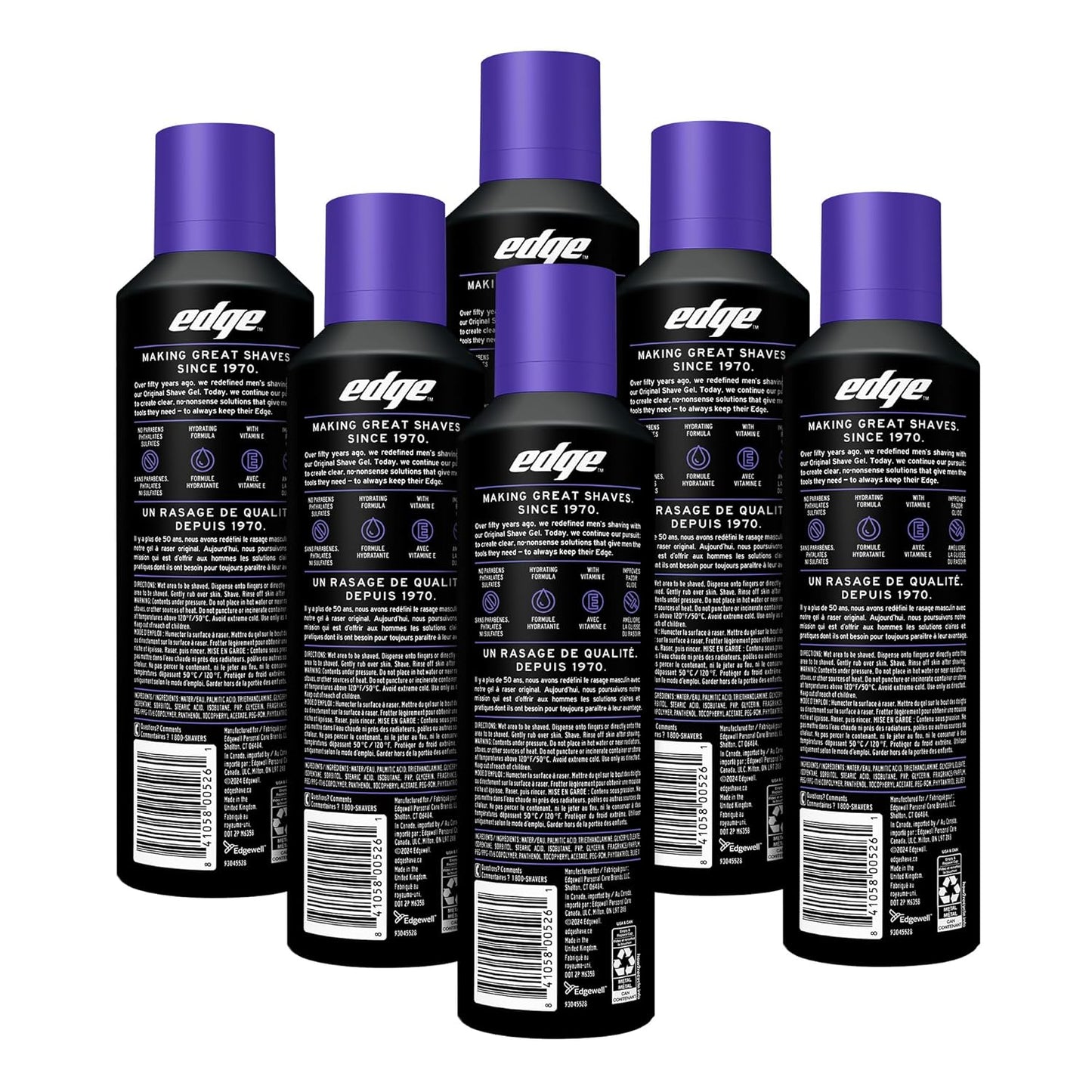 Edge Gel de afeitado para hombres, extra hidratante con vitamina E,...