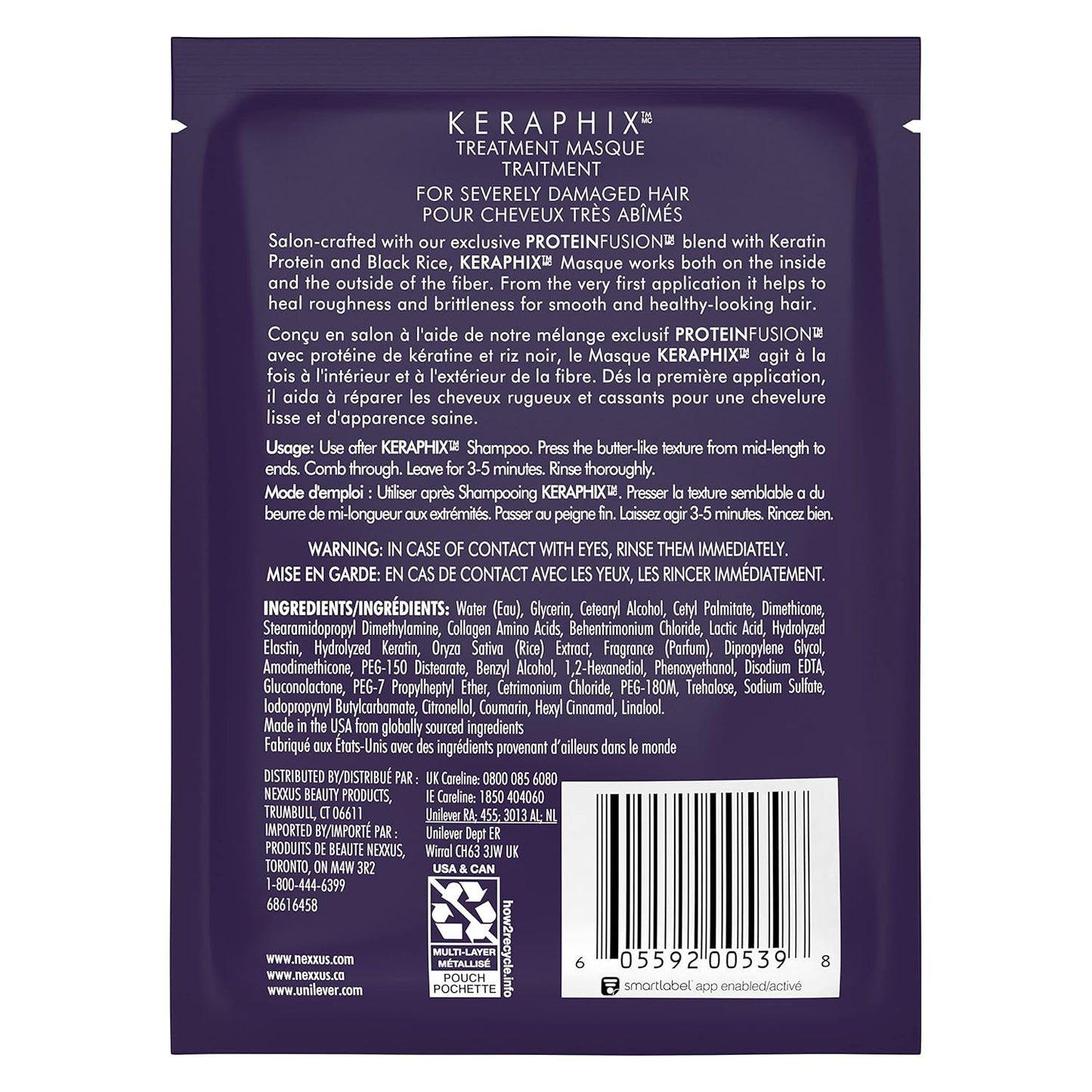 Nexxus Keraphix Máscara para cabello dañado, 20 unidades, 1.5 onzas