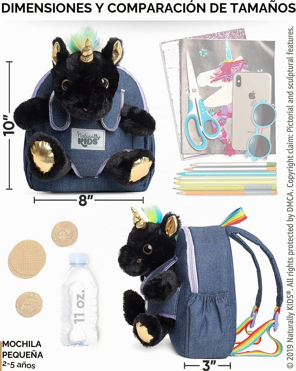 Mochila para niños pequeños Naturally KIDS con. Juguete de peluche...