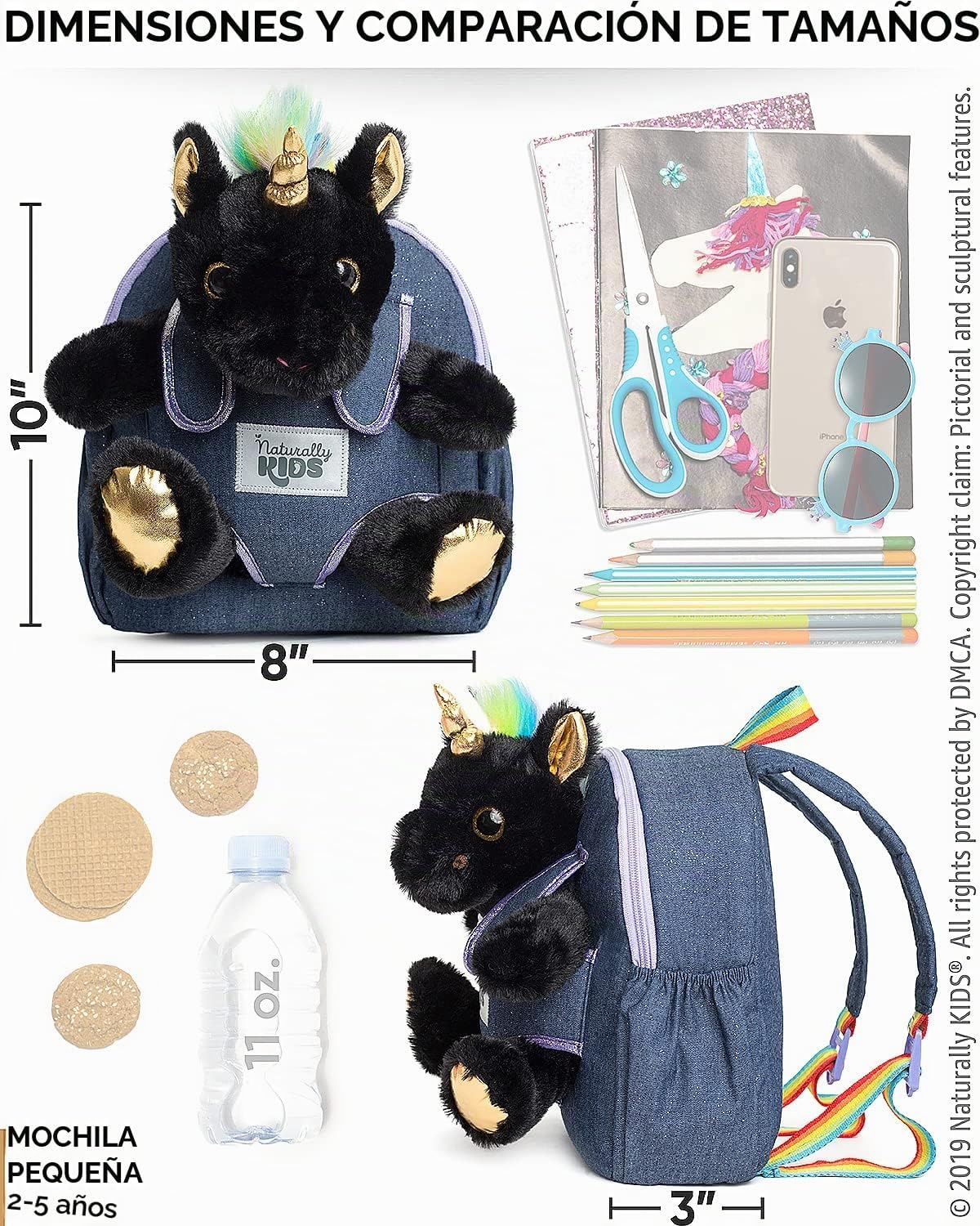 Mochila para niños pequeños Naturally KIDS con. Juguete de peluche...