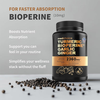 Suplementos de cúrcuma y ajo 4 en 1 con BioPerine \u2013 Cápsulas d...