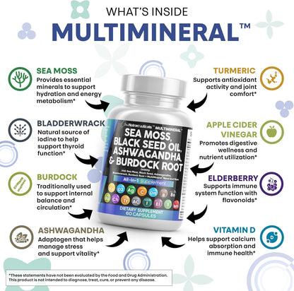 Clean Nutraceuticals Musgo Marino Aceite de Semilla Negra Ashwagand...