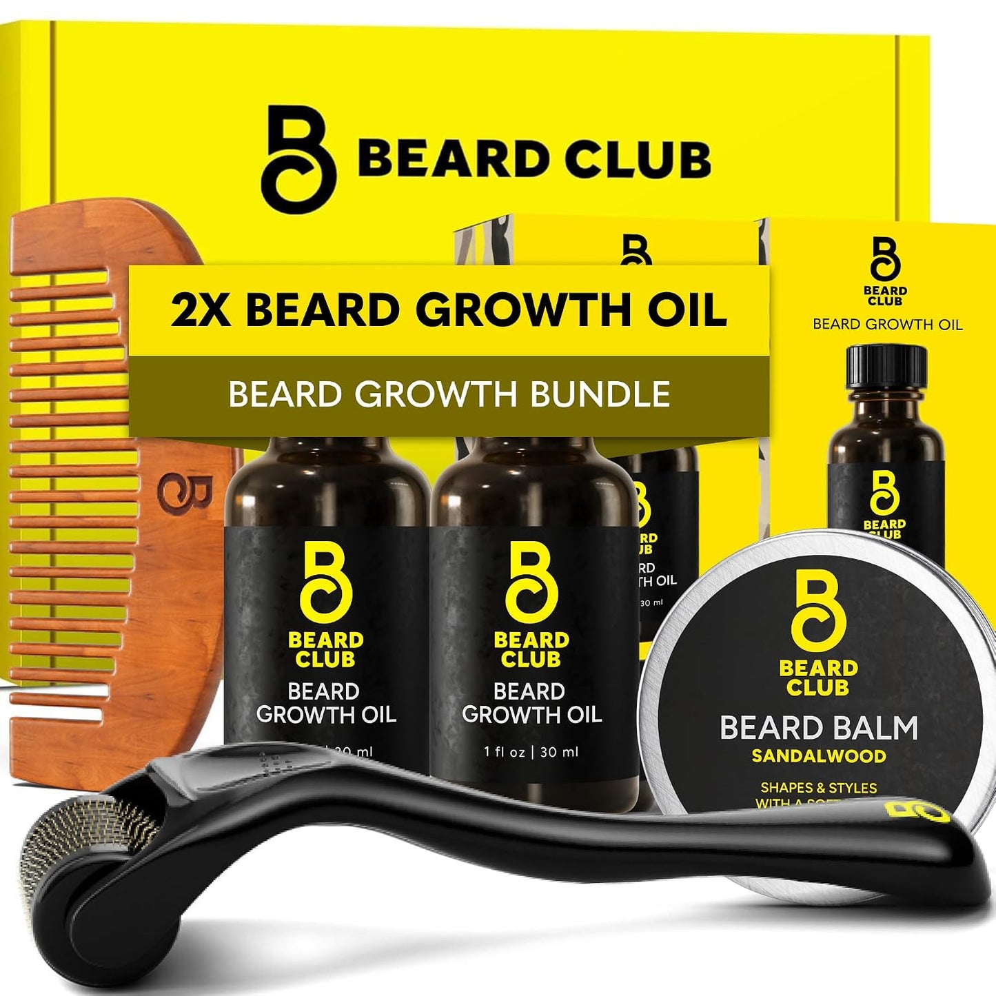 Kit mejorado de crecimiento de barba The Beard Club - Rodillo Derma...