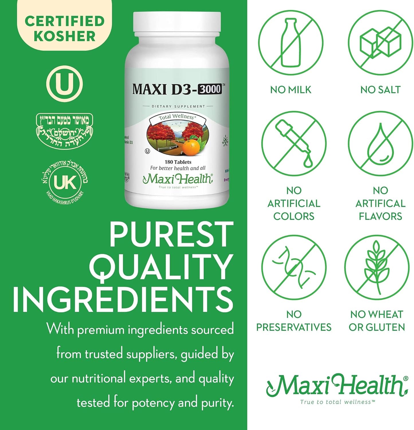 Maxi Health Kosher Vitamina D3 3000 UI (75 mcg) \u2013 Vitamina D p...