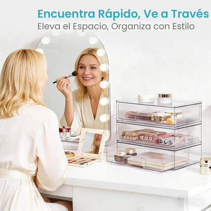 Vtopmart Cajones de almacenamiento apilables transparentes de 12.1...