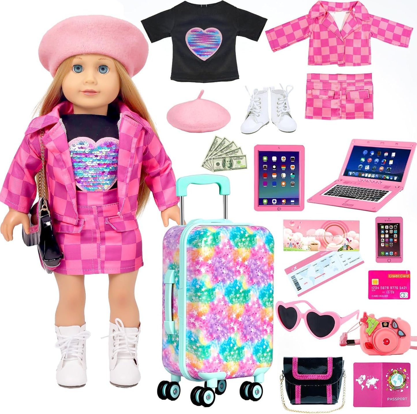 Ropa de muñeca americana de 18 pulgadas, accesorios de ropa para ni...