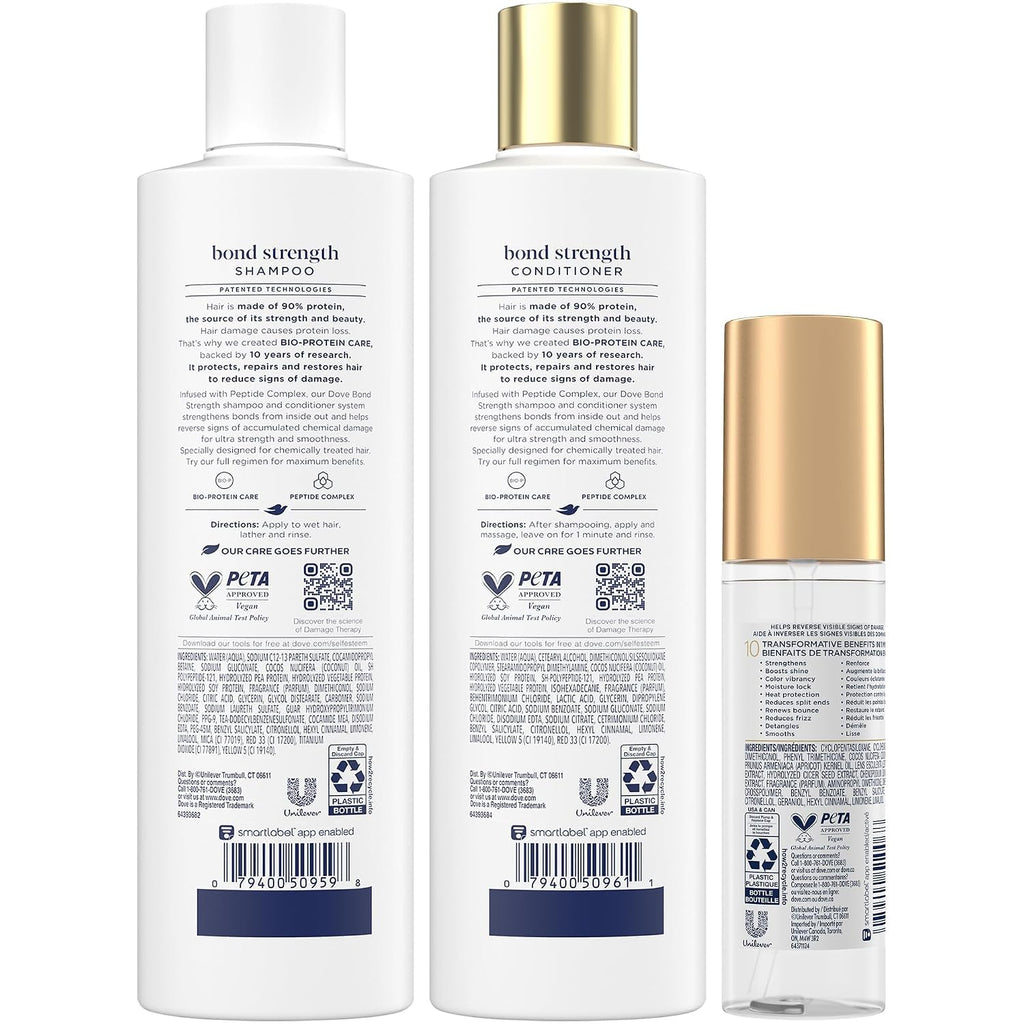 Dove Bond Strength - Set de champú y acondicionador + suero para el...