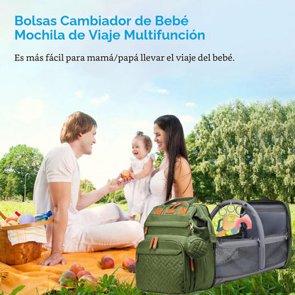 Jeryswet Bolsas de pañales para bebé con cambiador, mochila imperme...