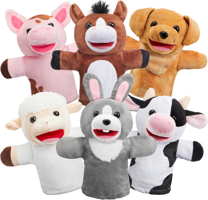 JOYIN Juego de 6 marionetas de mano para niños con boca funcional,...