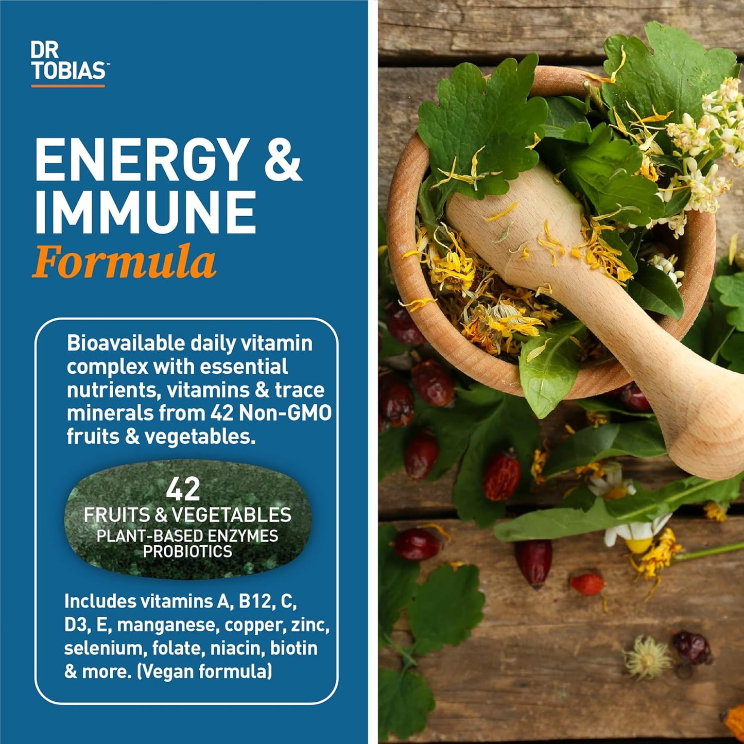Dr. Tobias Multivitamínico para adultos para mujeres y hombres, vit...