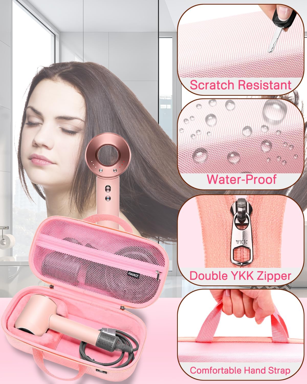 Estuche de almacenamiento rígido RAIACE compatible con secador de p...