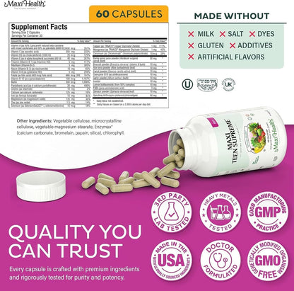 Vitaminas adolescentes para niñas de 12 a 17 años, multivitamínico...