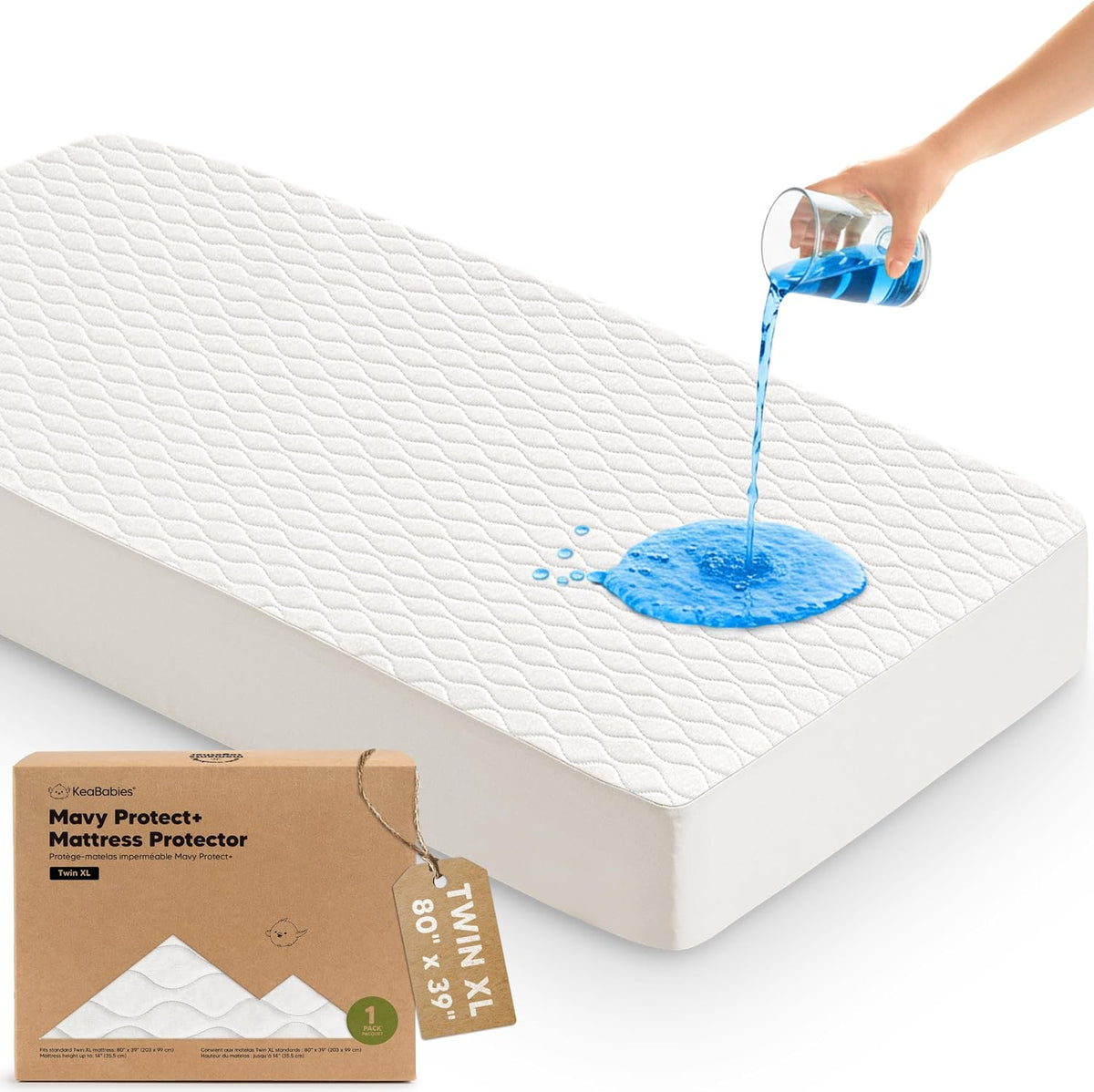 1 funda protectora de colchón impermeable, colchón XL 80x39 (blanco...