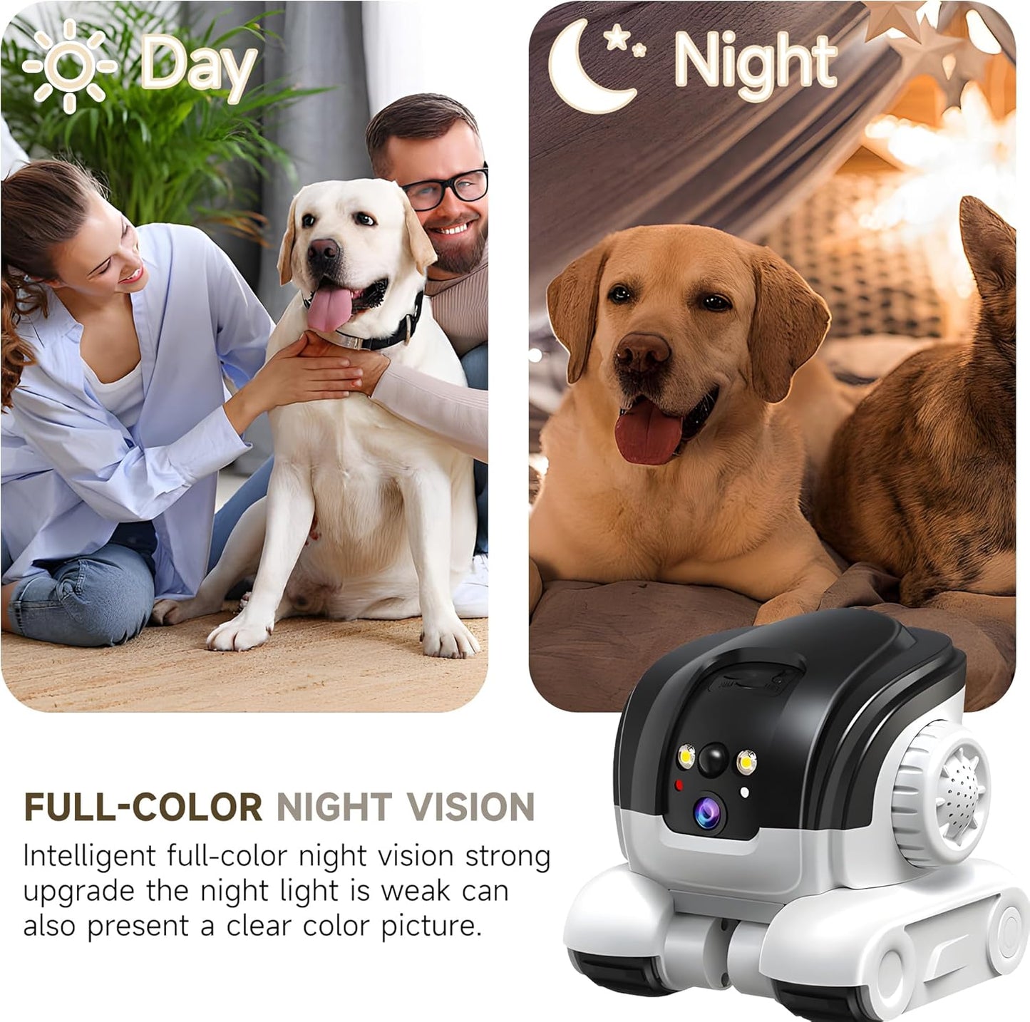 Cámara para mascotas, robot móvil 1080P para interiores con aplicac...