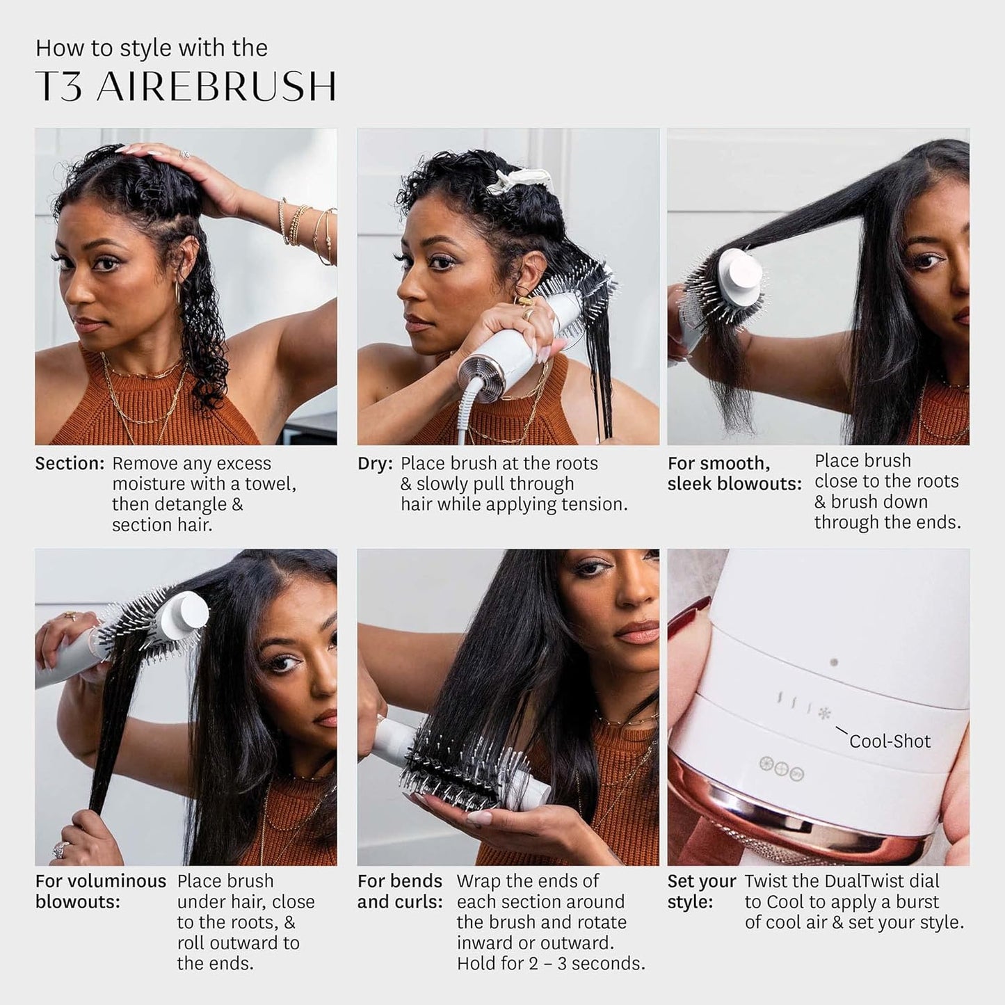 T3 AireBrush One Step Smoothing and Volumizing Hair Blow Dryer Brus...