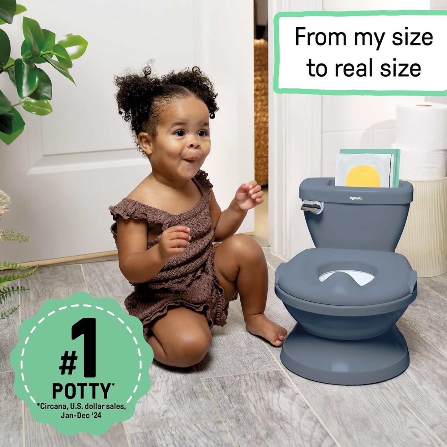 Ingenuity My Size Potty Pro en azul, inodoro de entrenamiento infan...