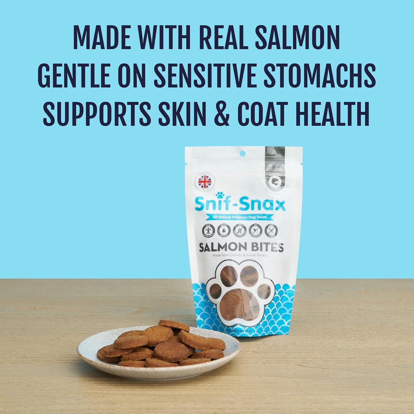 Snif-Snax Salmon Bites - Golosinas para perros, paquete de 3 golosi...