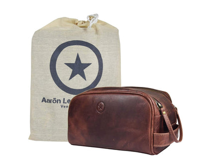 Aaron Leather Goods - Neceser para artículos de tocador de viaje, d...