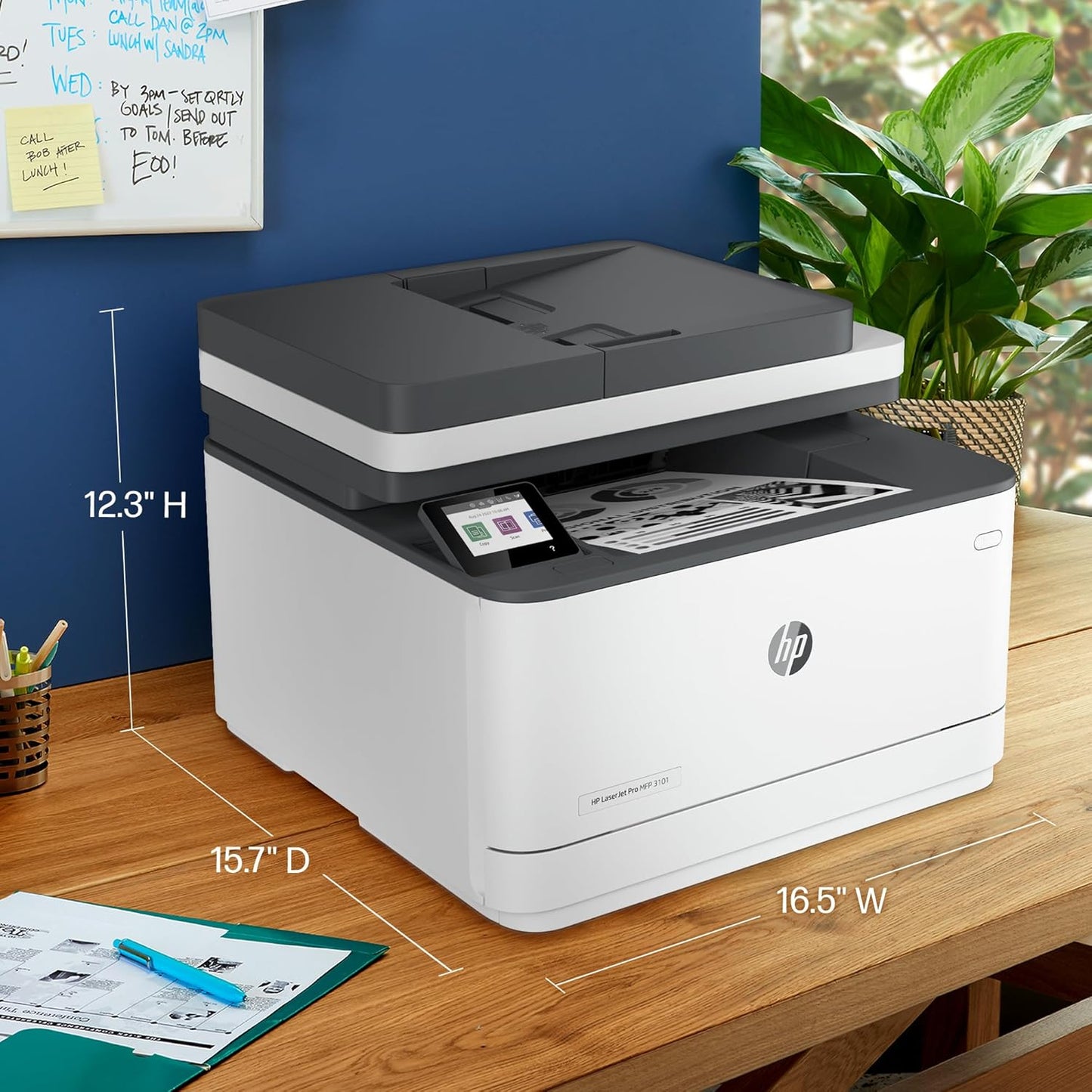 HP LaserJet Pro MFP 3101fdw Impresora láser inalámbrica en blanco y negro todo en uno, escáner, fotocopiadora, fax, ideal para la oficina (3G628F)