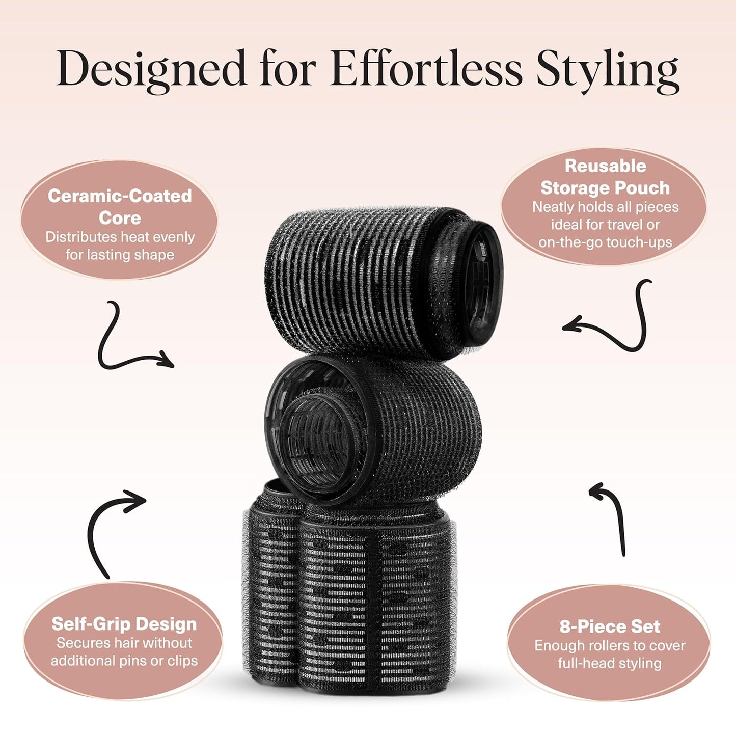 Kitsch Rodillos térmicos de cerámica para mujer, rizadores de pelo con autoagarre para rizos sin calor durante la noche, rodillos grandes voluminizadores para cabello corto y largo, para rizos sin