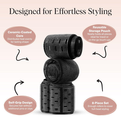 Kitsch Rodillos térmicos de cerámica para mujer, rizadores de pelo con autoagarre para rizos sin calor durante la noche, rodillos grandes voluminizadores para cabello corto y largo, para rizos sin