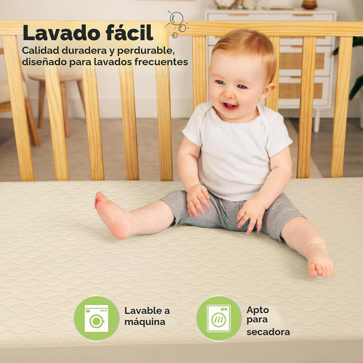 Paquete de 2 fundas protectoras de colchón impermeables para cuna,...
