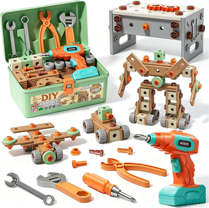 CUTE STONE Juego de 200 herramientas para niños con taladro de jugu...