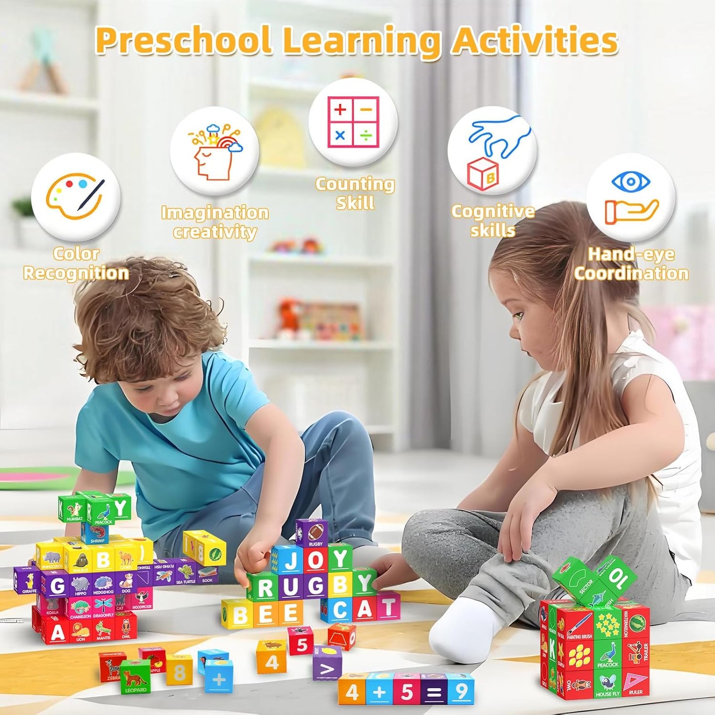 Bloques magnéticos para niños pequeños de 1 a 3, 1.4 pulgadas, bloques de construcción grandes, número ABC, juguetes de aprendizaje para niños de 1, 2, 3, 4, 5 años, juguetes educativos Montessori
