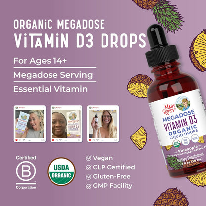 MaryRuth Organics Gotas líquidas de vitamina D3 | Megadosis 4000 UI...
