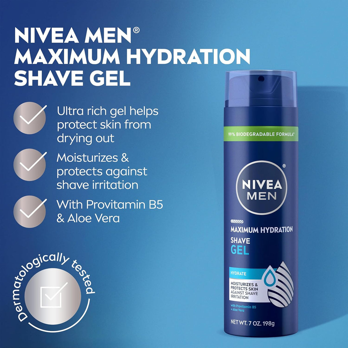 NIVEA MEN Gel de afeitado de hidratación máxima con aloe vera y pro...