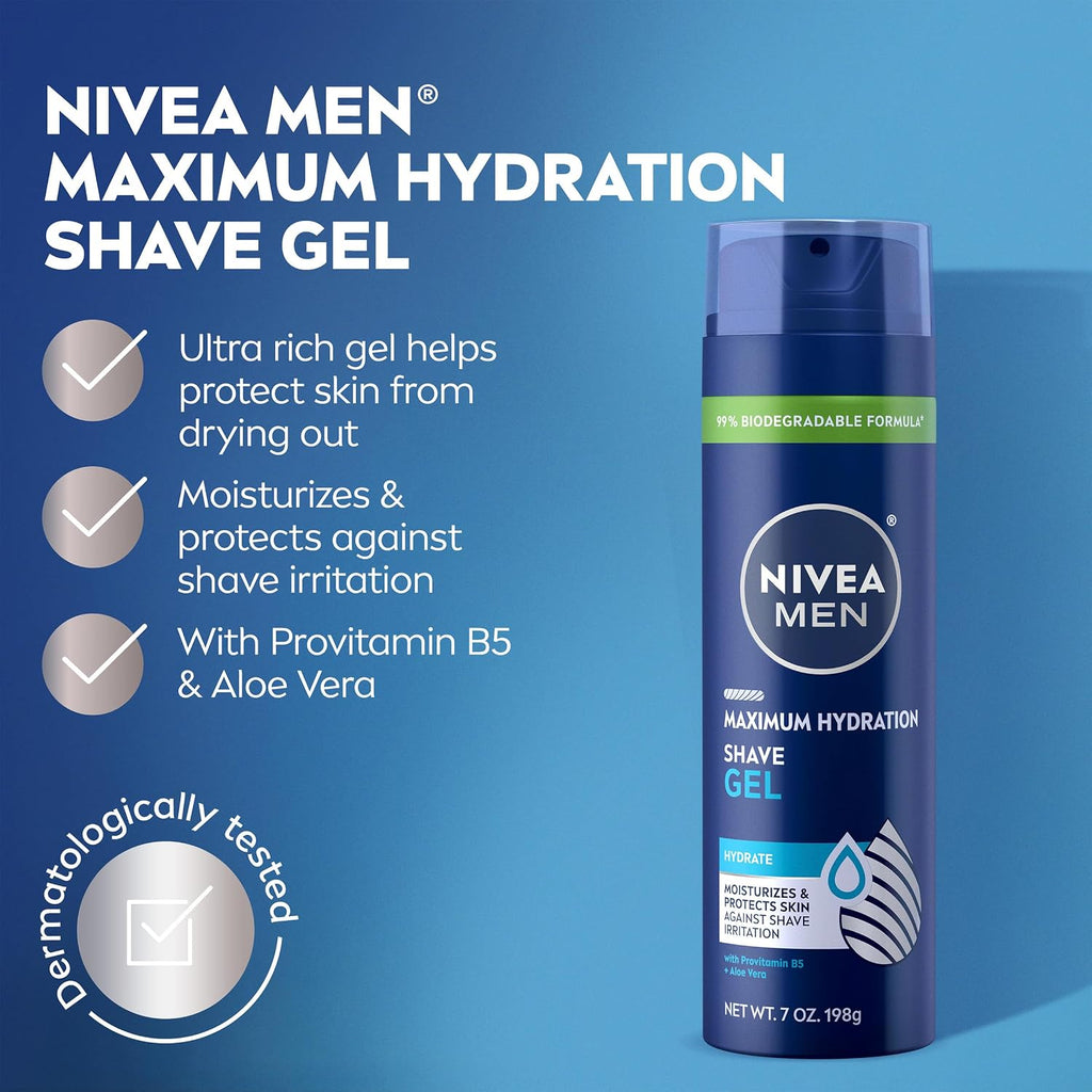 NIVEA MEN Gel de afeitado de máxima hidratación para hombres, paque...