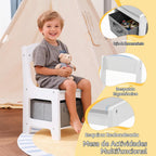 Pterying Juego de mesa y silla de madera para niños, escritorio de...