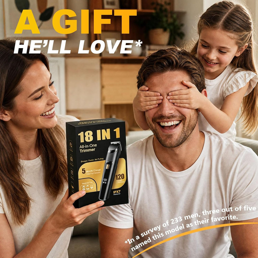 Recortadora de barba para hombres, kit 4 en 1 de carga rápida, 18 |...