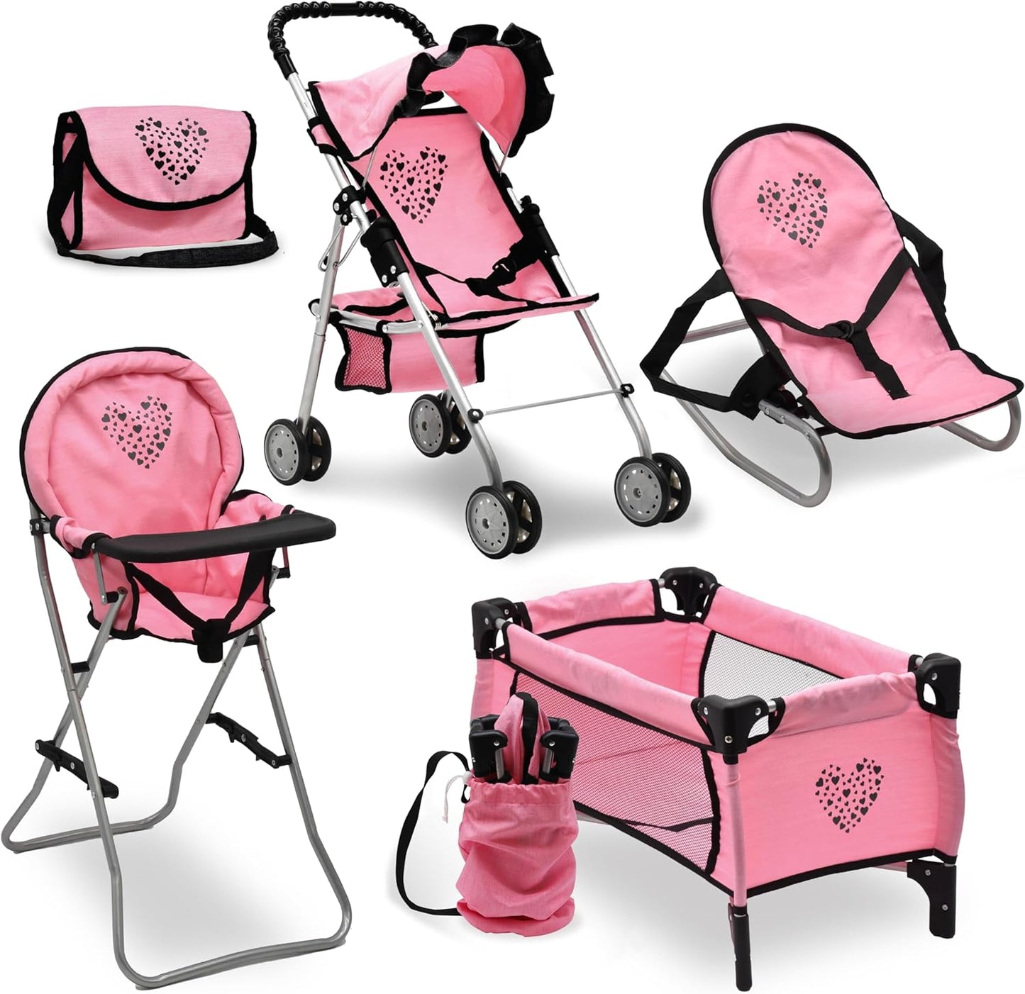 Dolls To Play Juego de cochecito para muñeca bebé y asiento de guar...