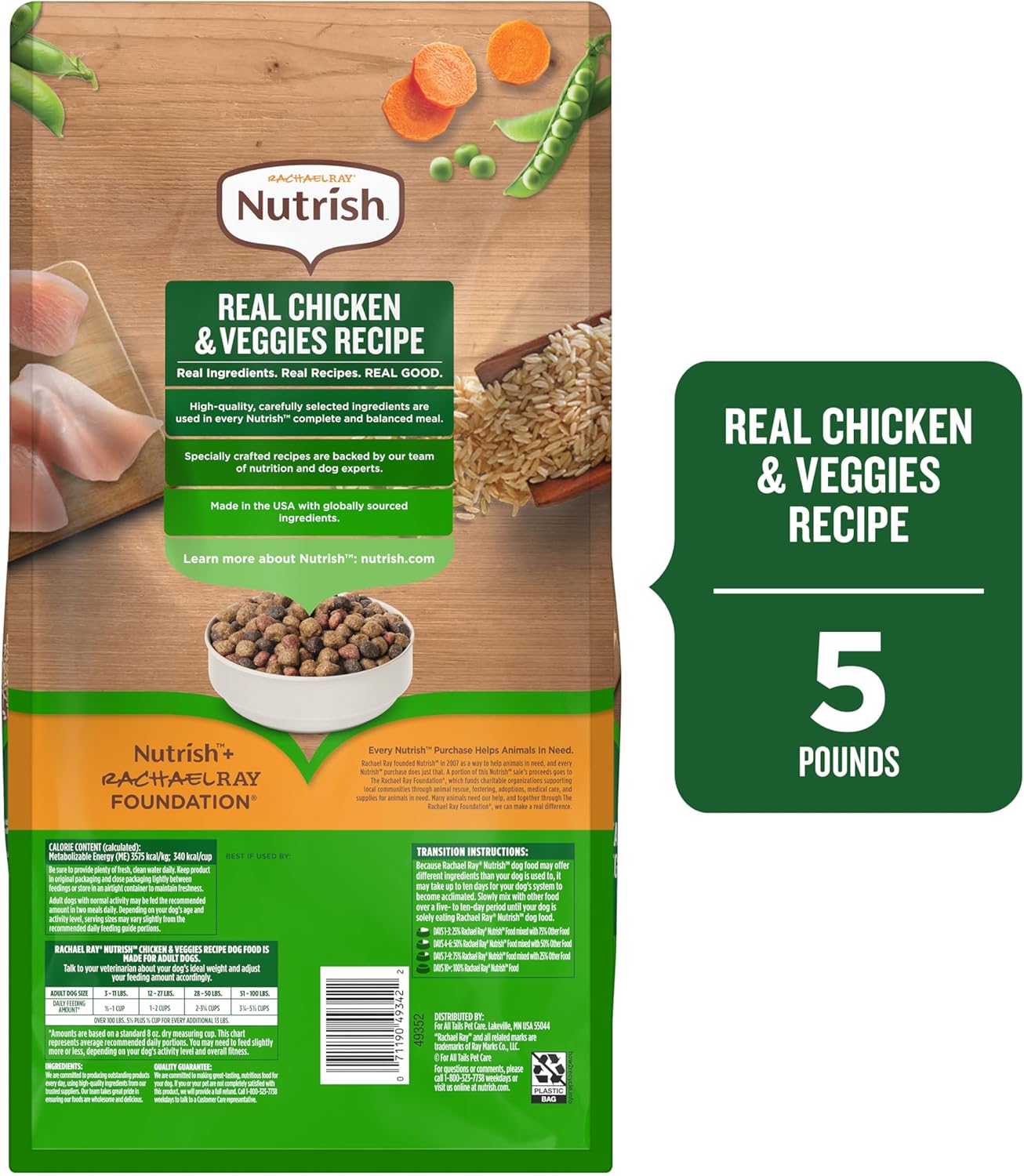 Nutrish Rachael Ray - Comida seca para perros adultos, receta de po...