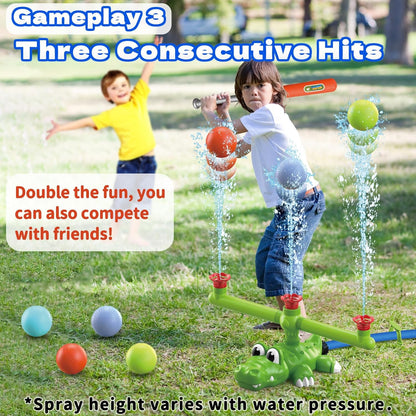 Juego de aspersores de agua 4 en 1 para niños y juguete de bola de agua, rociador de béisbol de cocodrilo para patio trasero, juguetes de verano al aire libre para niños y niñas, juguetes de