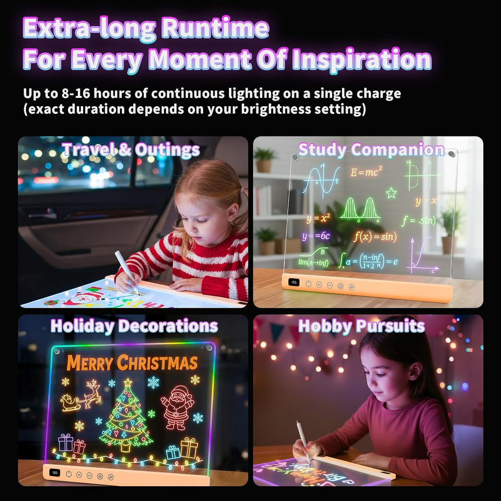 Lumiboard Tablero de dibujo LED con 13 efectos de luz, tablero de n...