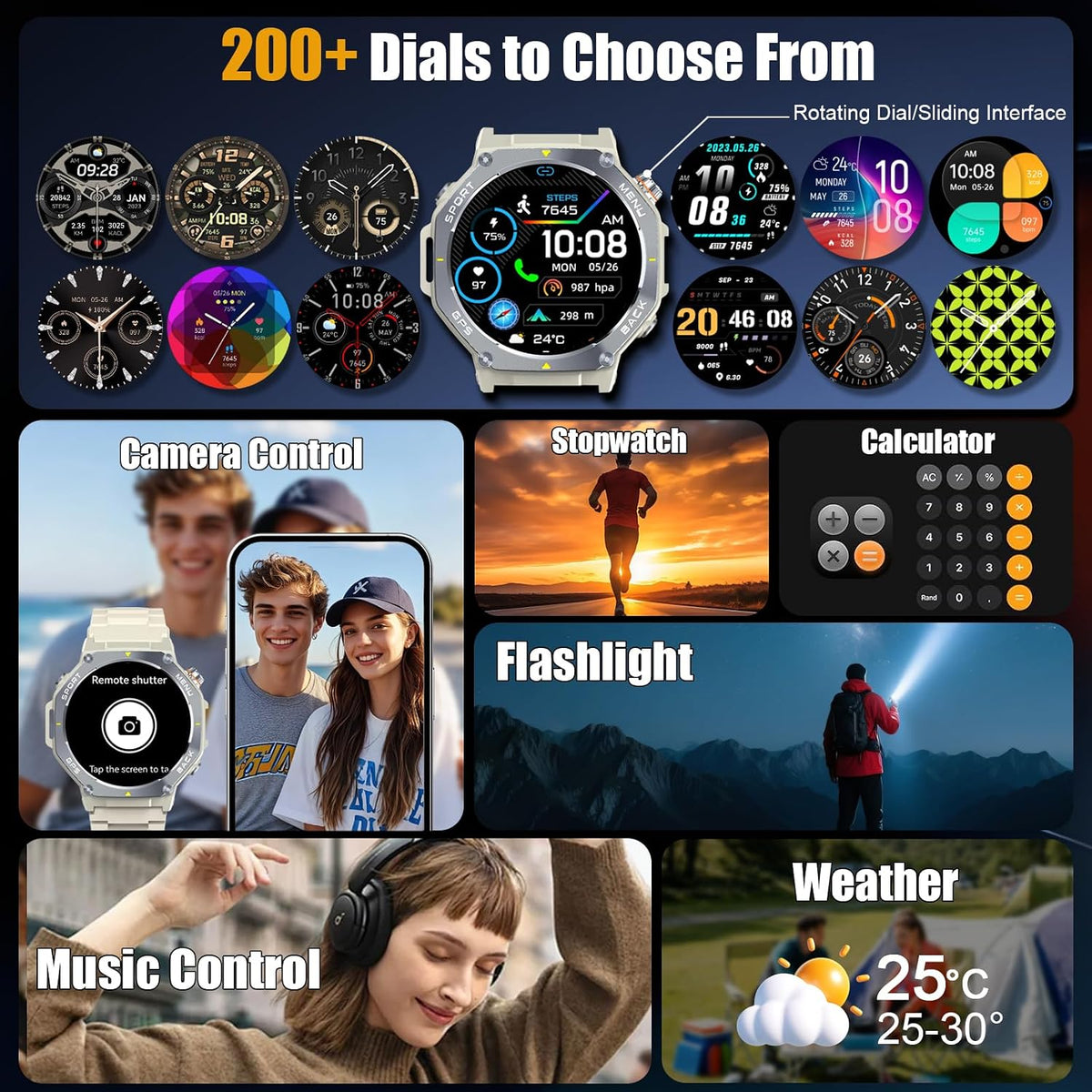 Reloj inteligente para hombre, 1.43" AMOLED Militar Smart Watch...