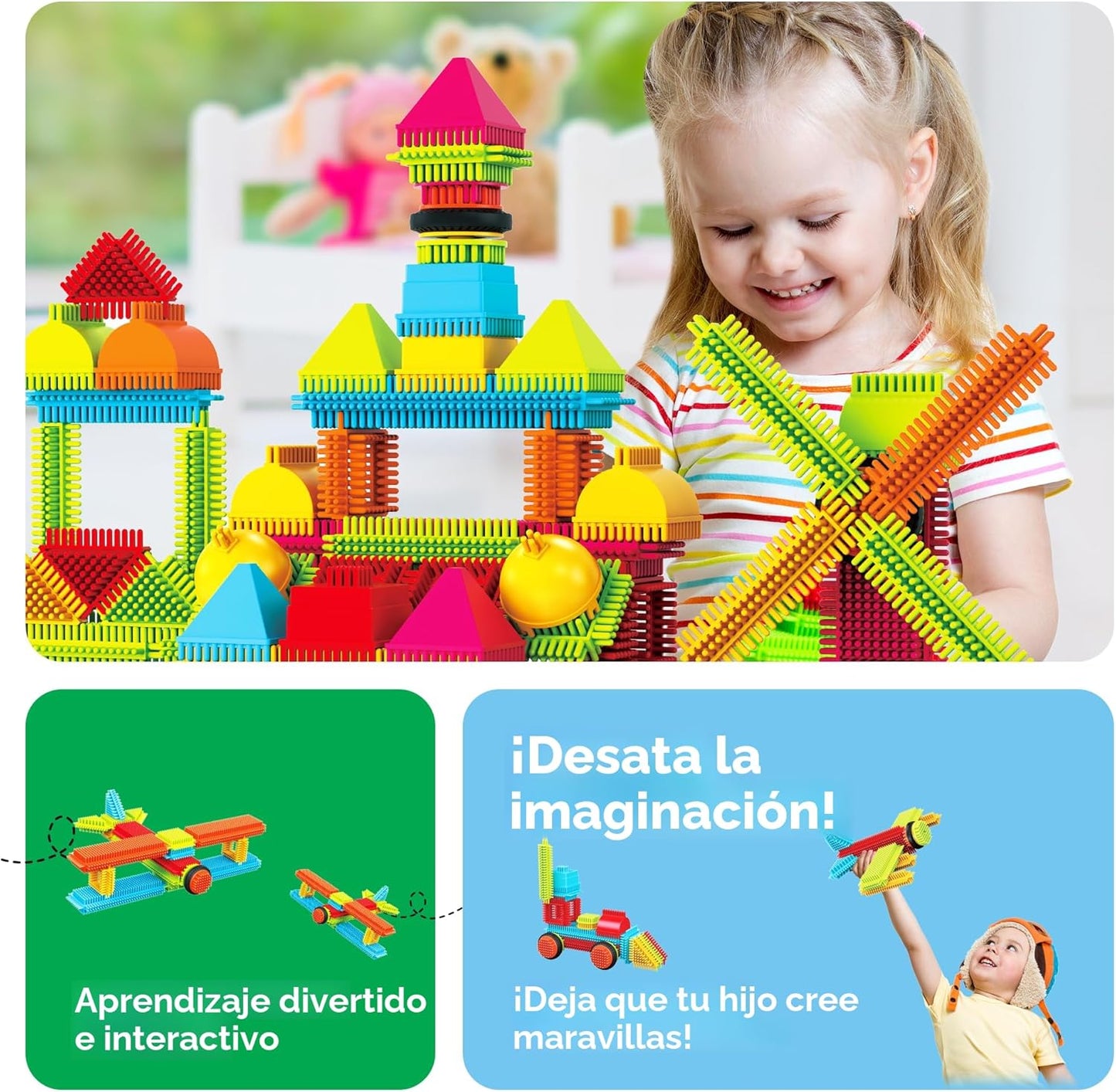 PicassoTiles Juego de 120 piezas de bloques de construcción entrela...