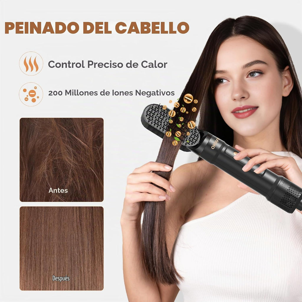 Cepillo secador de pelo 6 en uno, rizador de aire, cepillo redondo...