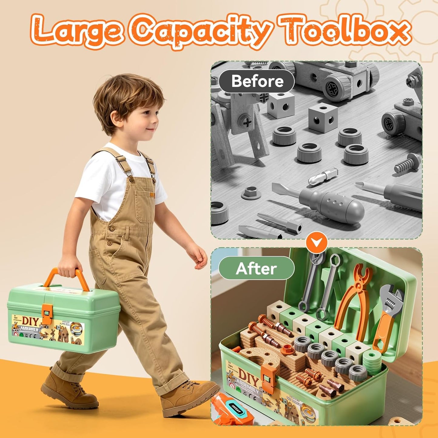 CUTE STONE Juego de herramientas para niños 158PCS con taladro de j...